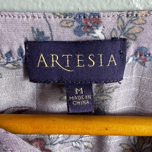 Artesia Women's Top Sleeveless Purple Floral Boho Chic Tie Front Size M EUC - Picture 3 of 9